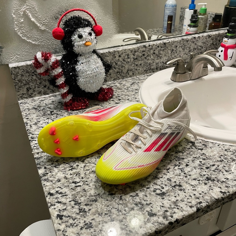 adidas White and Yellow Athletic Shoes